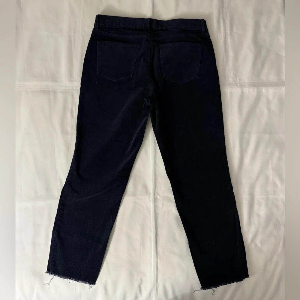 Talbots Flawless Five-Pocket Petites Navy Slim Ankle Frayed Hem Corduroy Pants - Picture 10 of 10